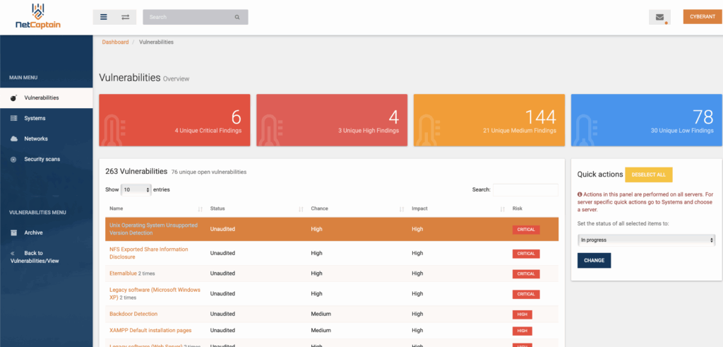 Vulnerability Management NetCaptain