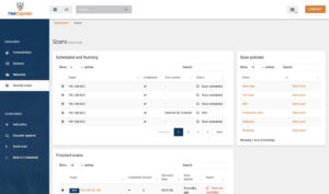 Het scansoverzicht met geplande en lopende scans, afgeronde scans en de scan policies