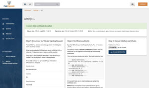 Het SSL-scherm met de drie stappen voor het installeren van een certificaat op de appliance